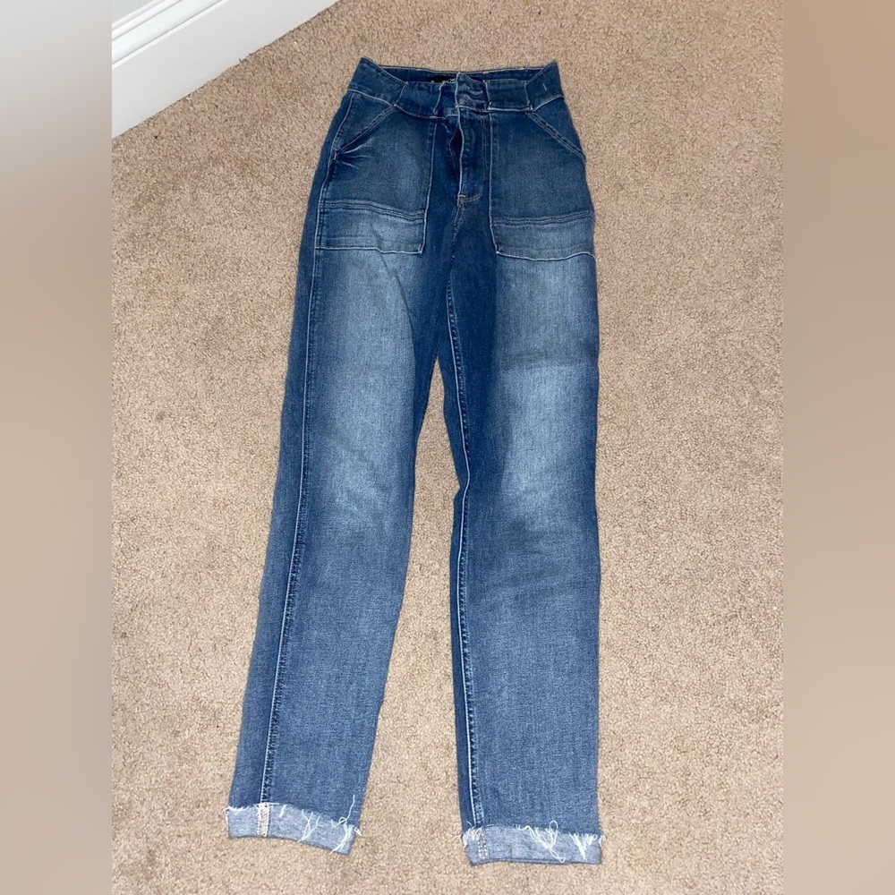 Hollister cuffed bottom mom jeans